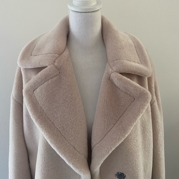 Nordstrom cream faux fur pea coat neutral treasure & bond teddy jacket Small - Picture 8 of 16